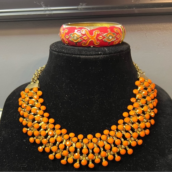 NWT Sequin ($68) clamper bangle with STUNNING statement necklace!! - Picture 1 of 10